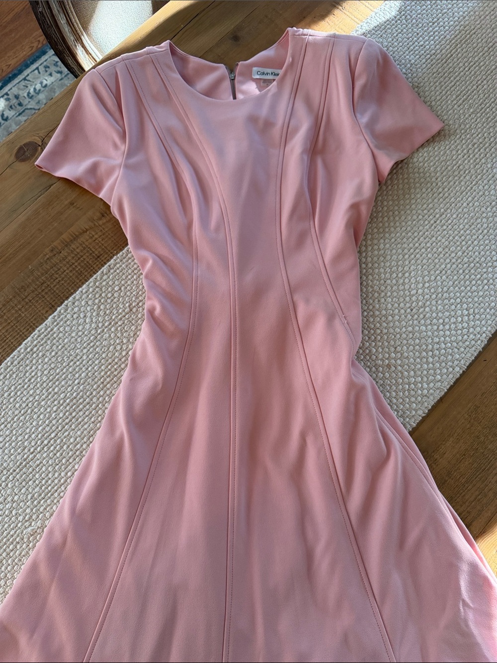 Calvin Klein Blush Pink Princess-Seamed Midi Dress